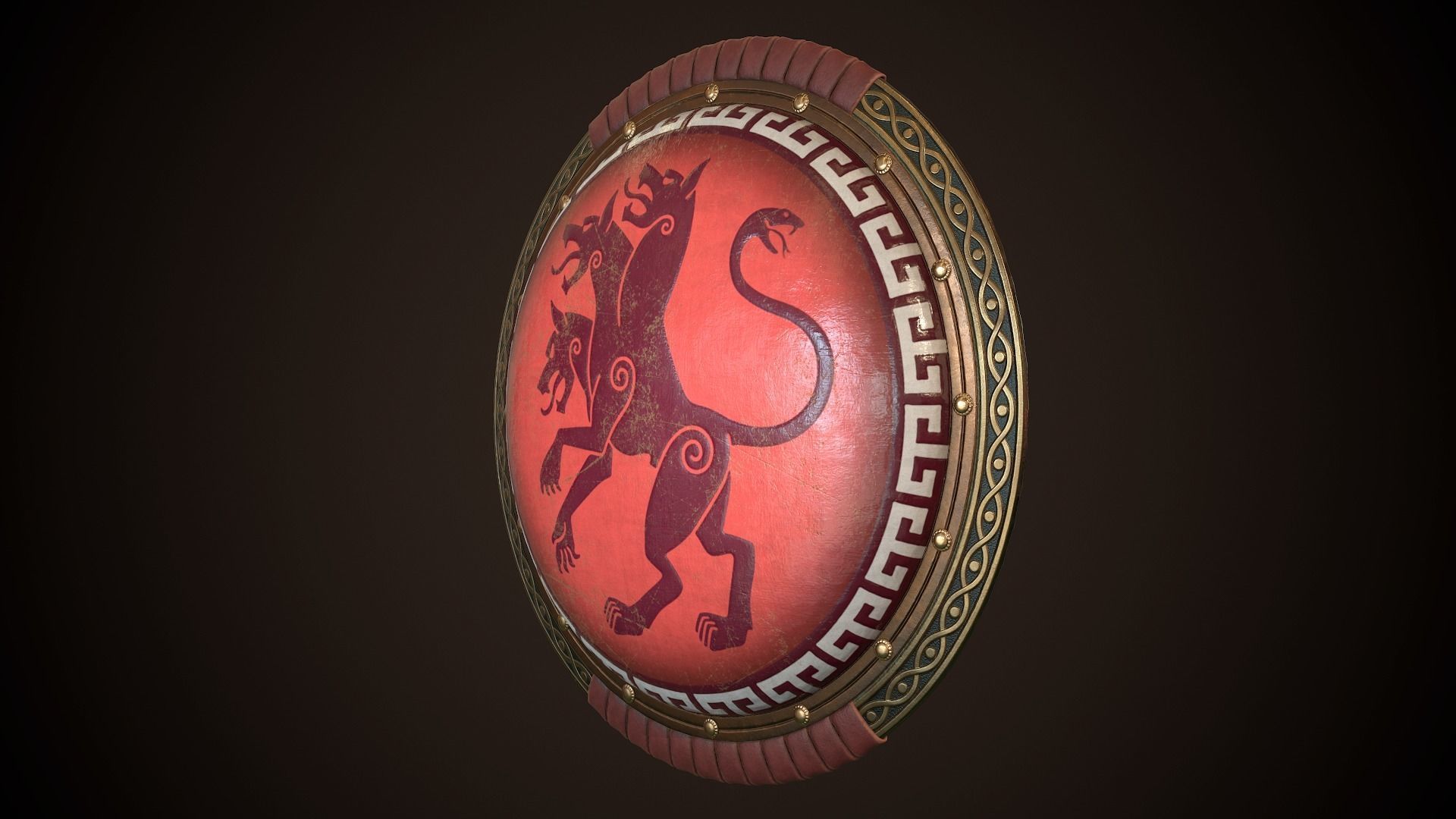Hoplite Shield Cerberus Low-poly 3D model_4