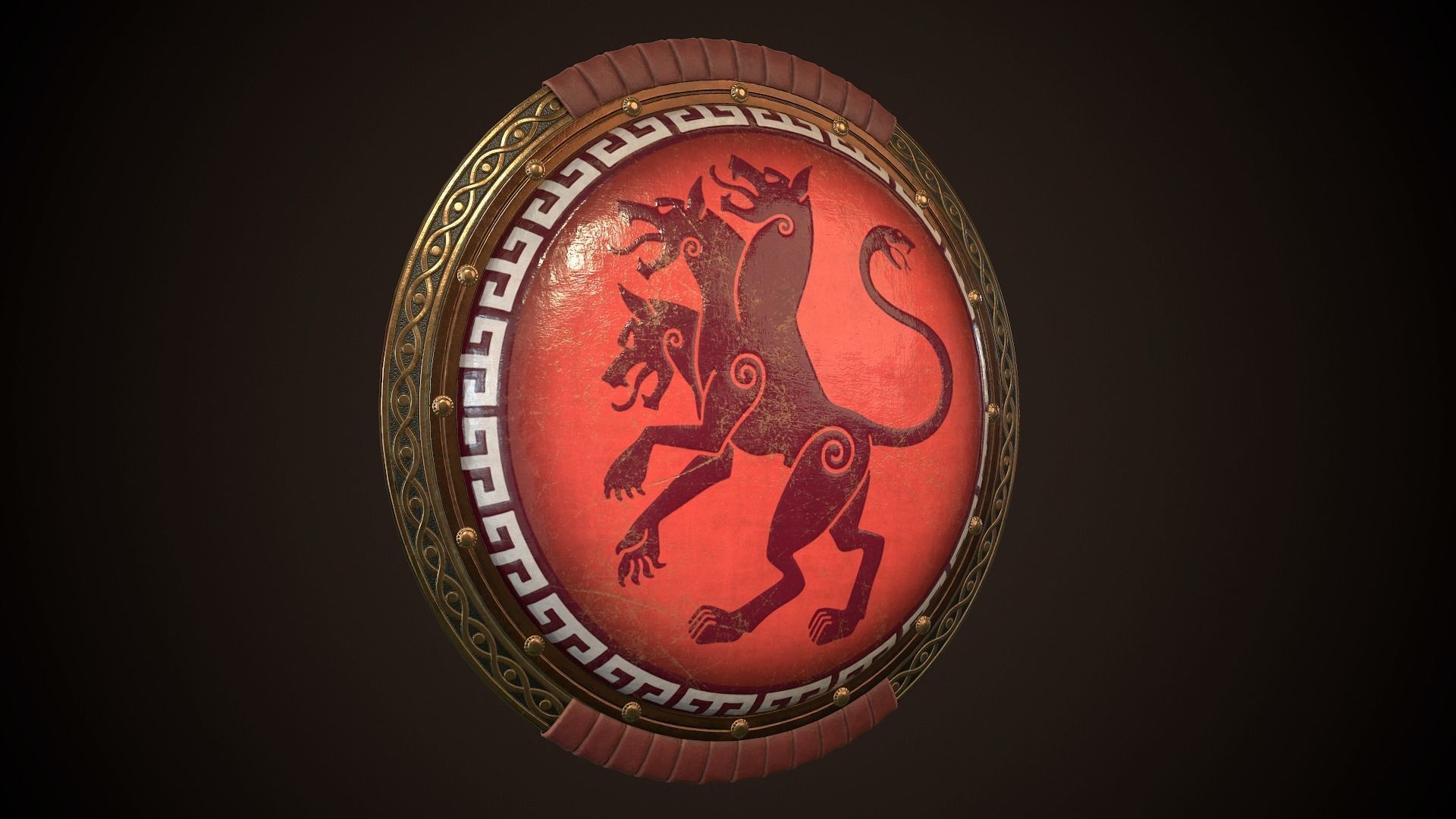 Hoplite Shield Cerberus Low-poly 3D model_23