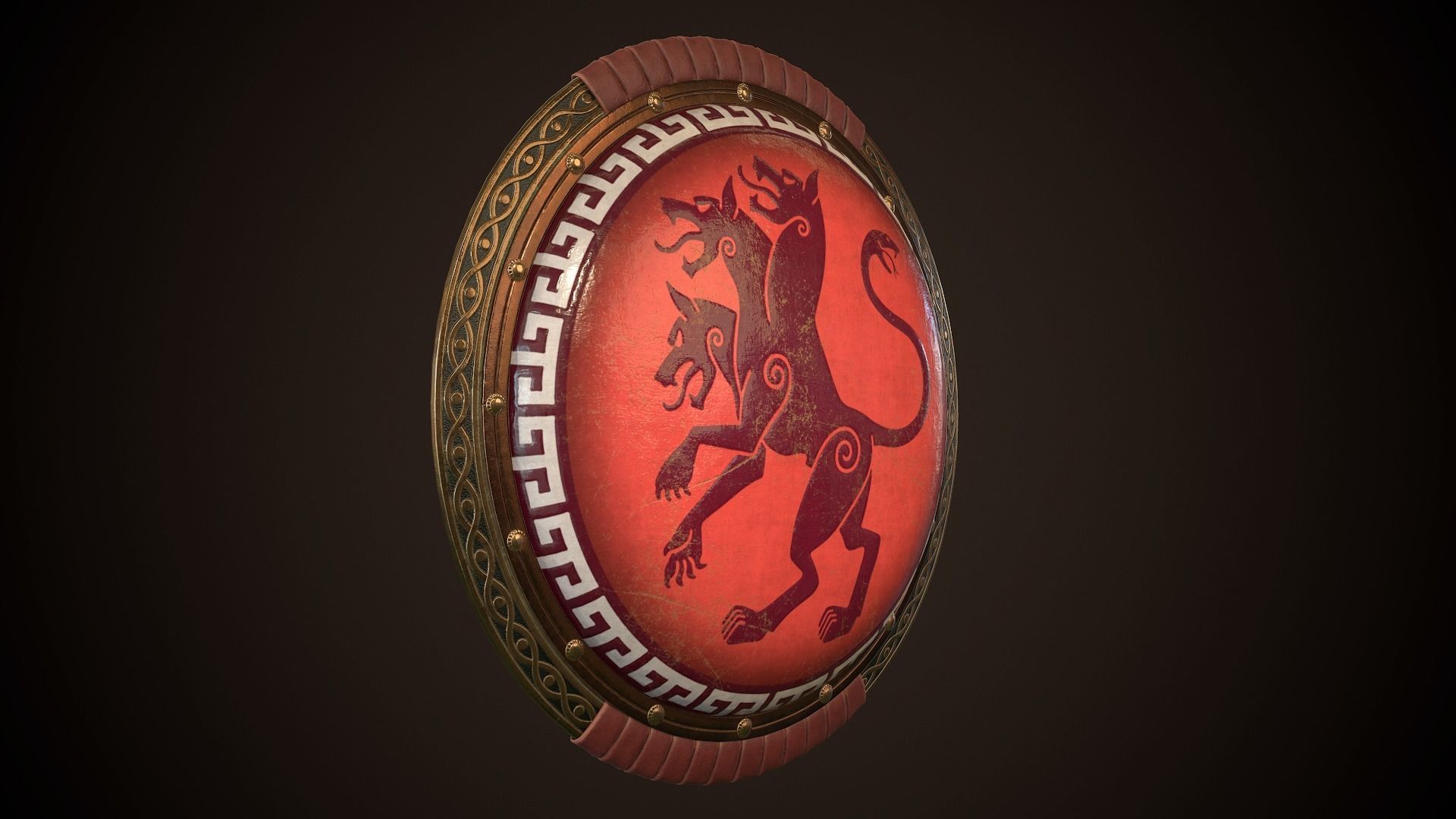Hoplite Shield Cerberus Low-poly 3D model_22