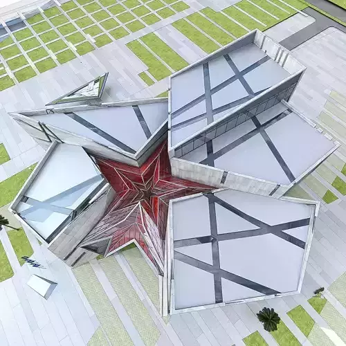 Modern Museum Building 01 Low-poly 3D model