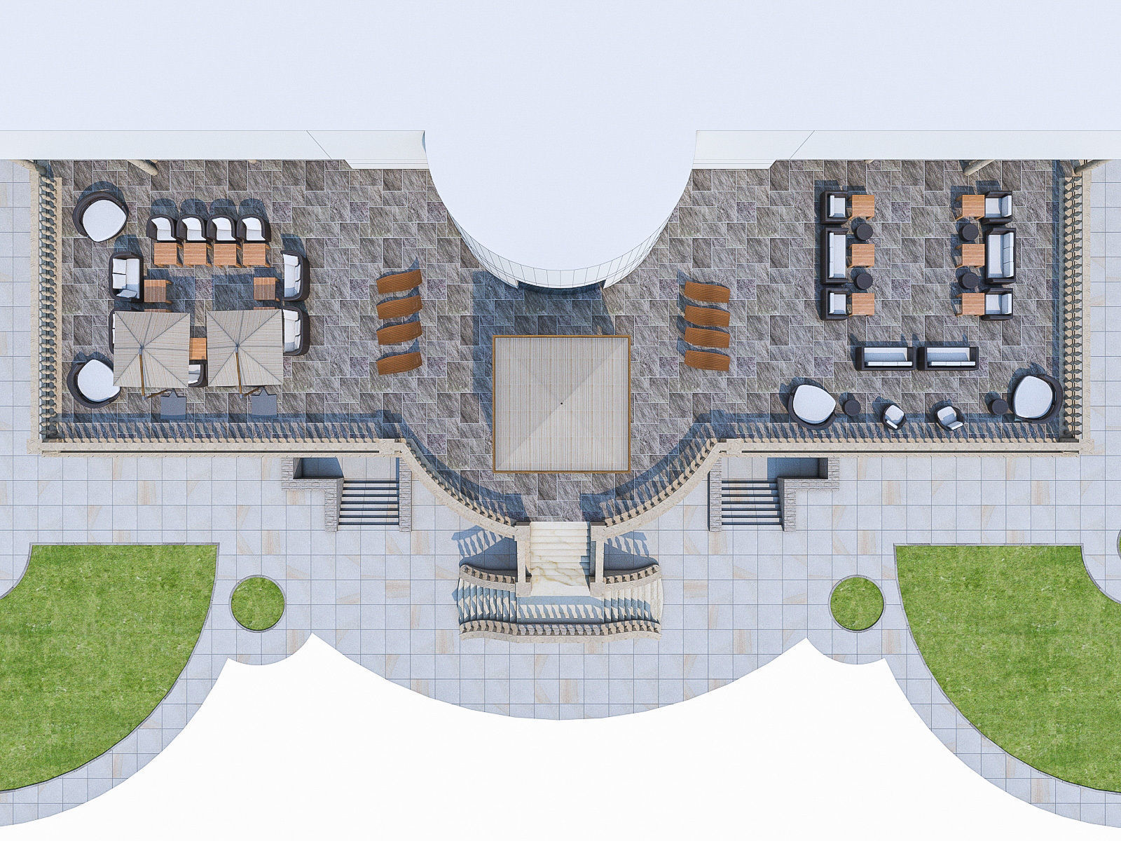 Luxury Terrace with Furniture  Low-poly 3D model_10