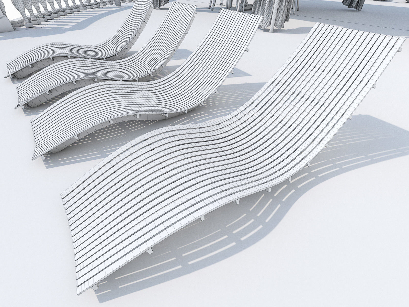 Luxury Terrace with Furniture  Low-poly 3D model_14