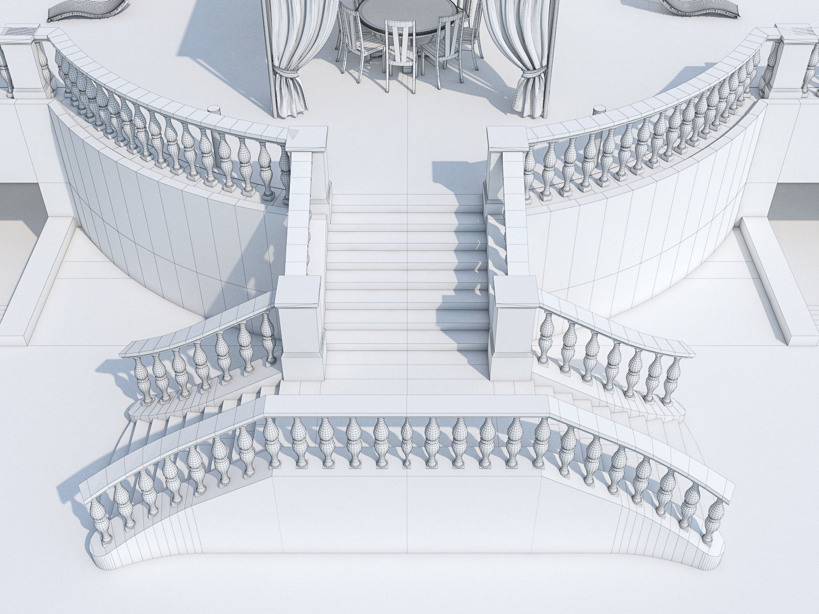 Luxury Terrace with Furniture  Low-poly 3D model_19