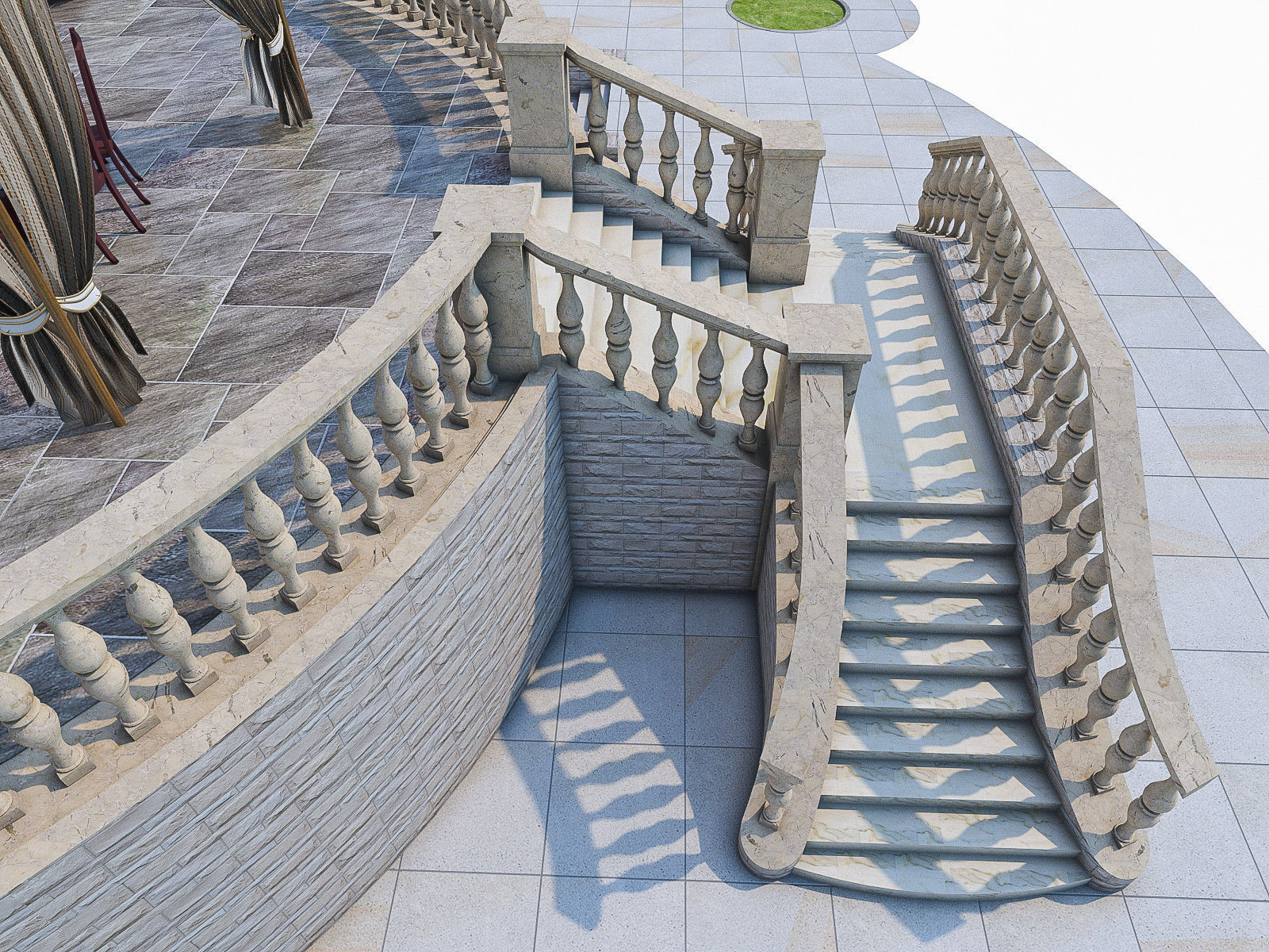 Luxury Terrace with Furniture  Low-poly 3D model_9