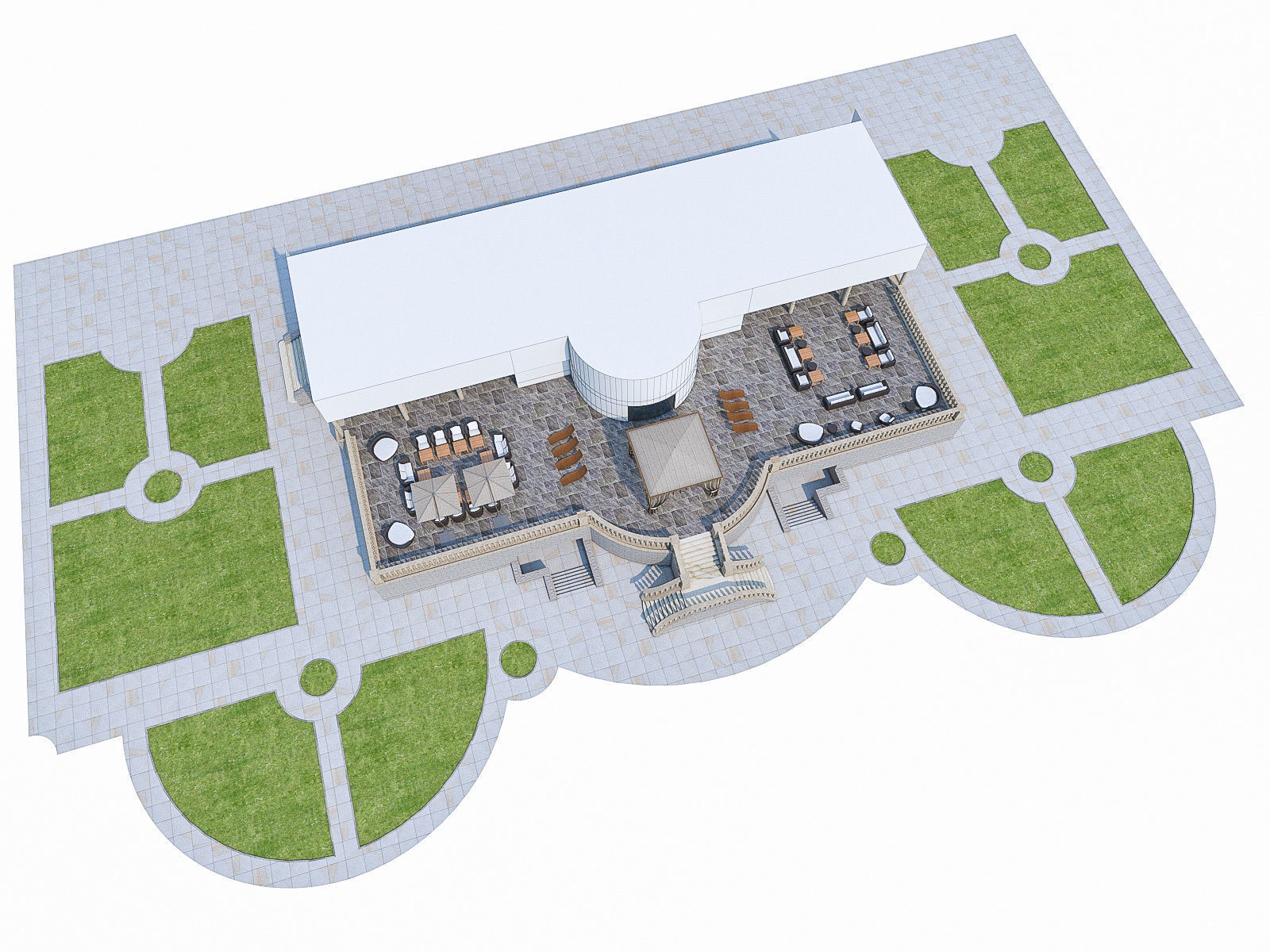 Luxury Terrace with Furniture  Low-poly 3D model_8