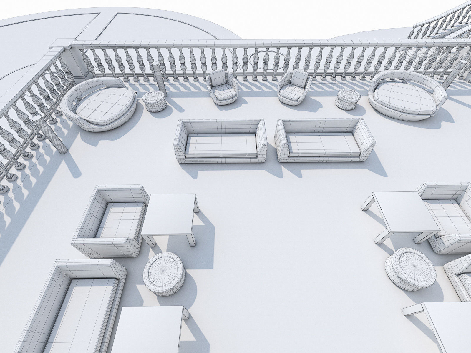 Luxury Terrace with Furniture  Low-poly 3D model_13