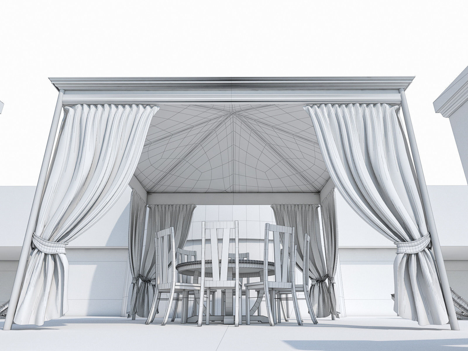 Luxury Terrace with Furniture  Low-poly 3D model_16