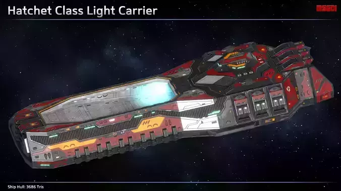 Spaceship Light Carrier Hatchet Low-poly 3D model