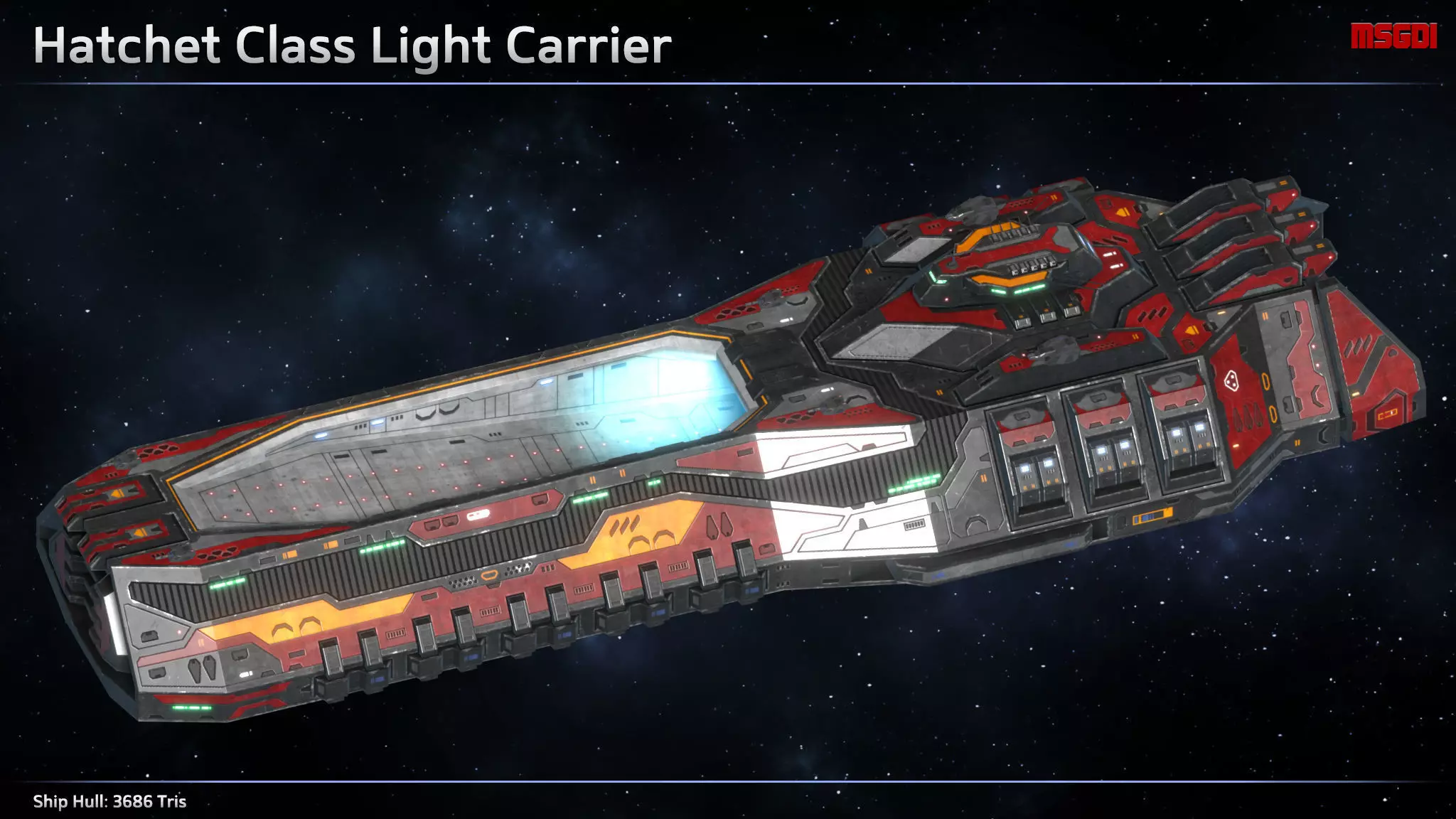 Spaceship Light Carrier Hatchet Low-poly 3D model_0