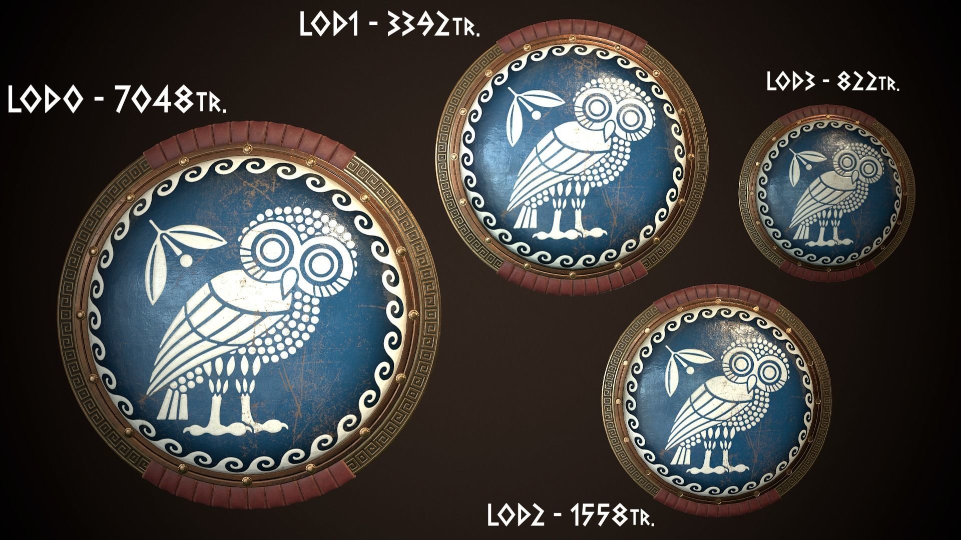 Hoplite Shield Athens Low-poly 3D model_26