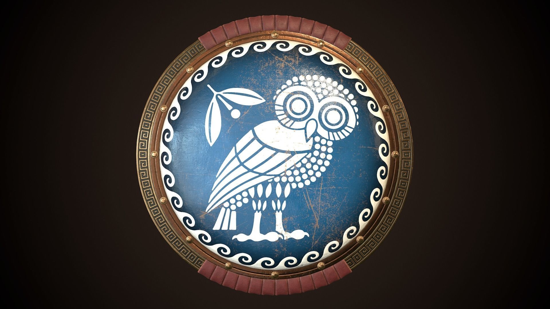 Hoplite Shield Athens Low-poly 3D model_1