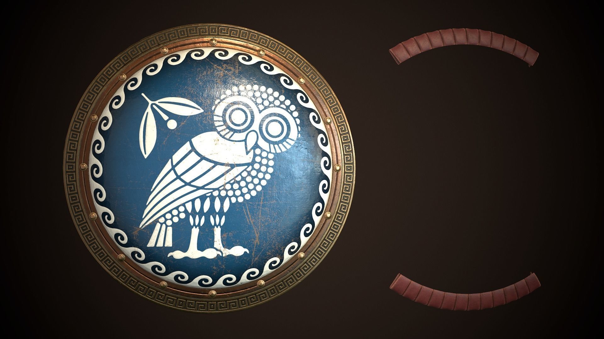 Hoplite Shield Athens Low-poly 3D model_25