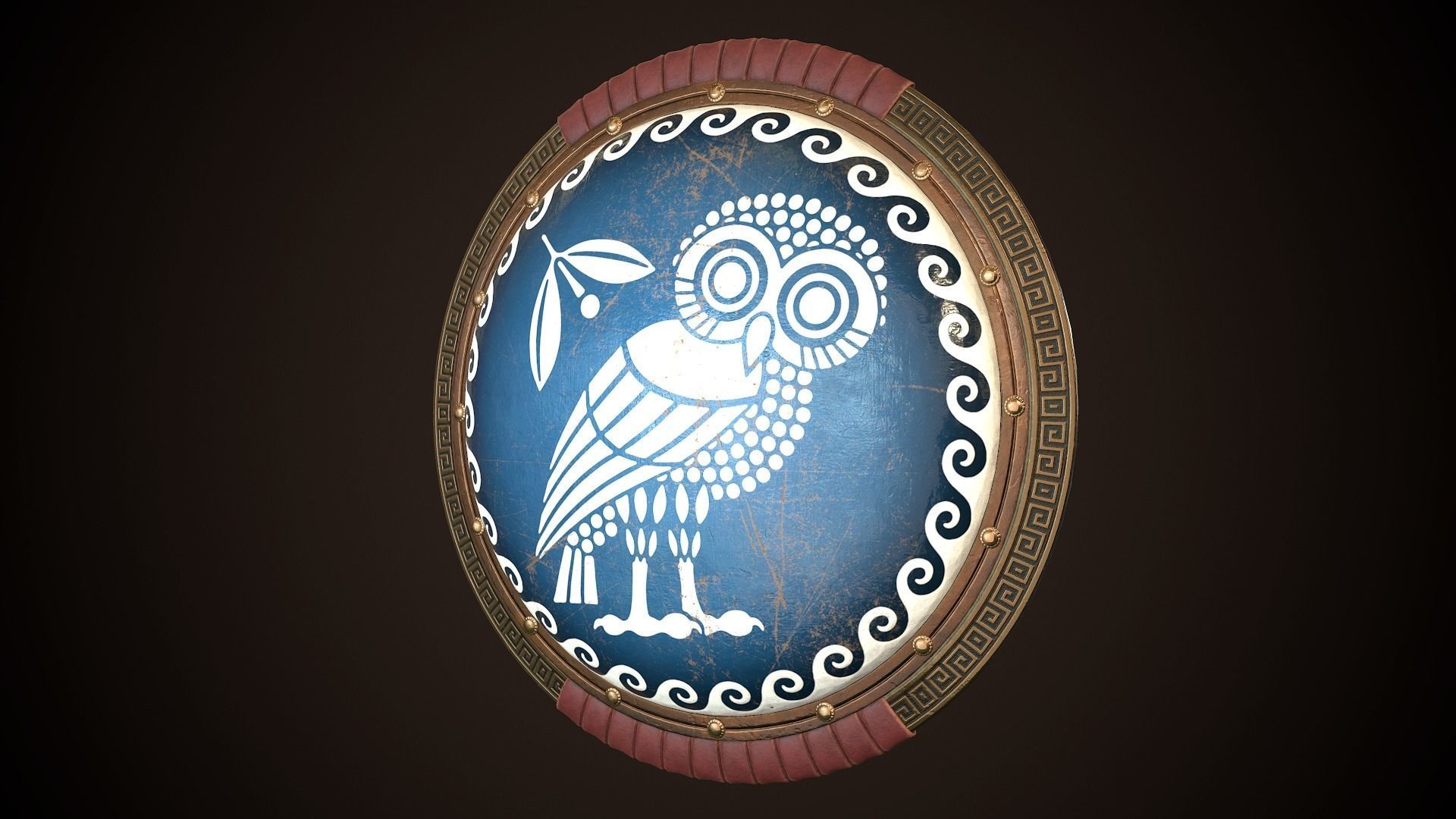 Hoplite Shield Athens Low-poly 3D model_3