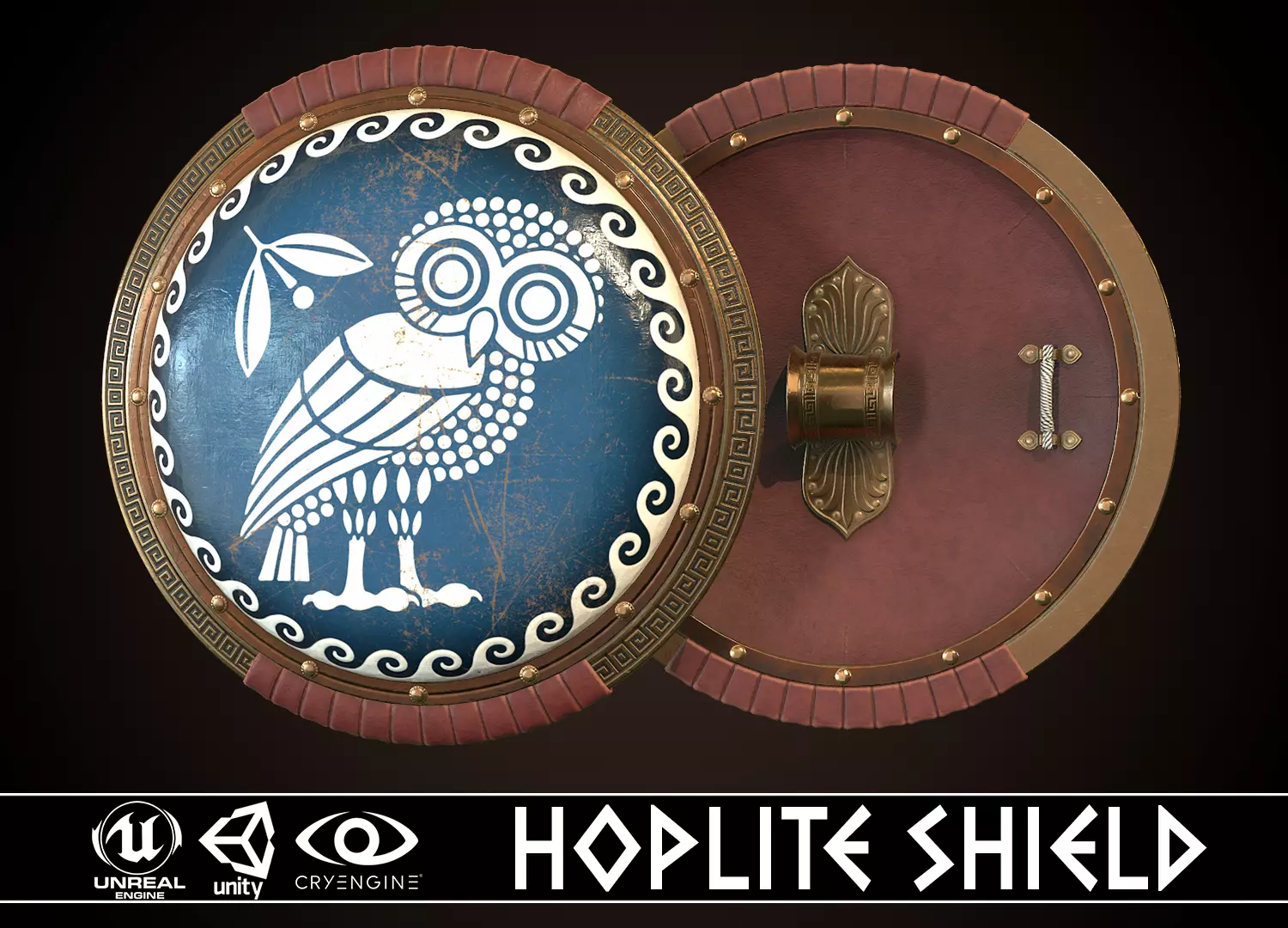 Hoplite Shield Athens Low-poly 3D model_0