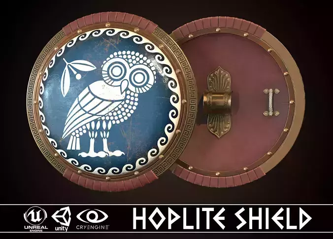 Hoplite Shield Athens  Low-poly 3D model