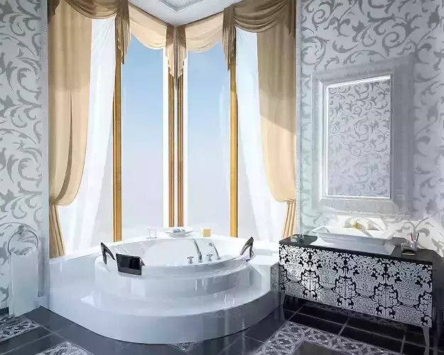Luxury Bathroom Interior  Low-poly 3D model