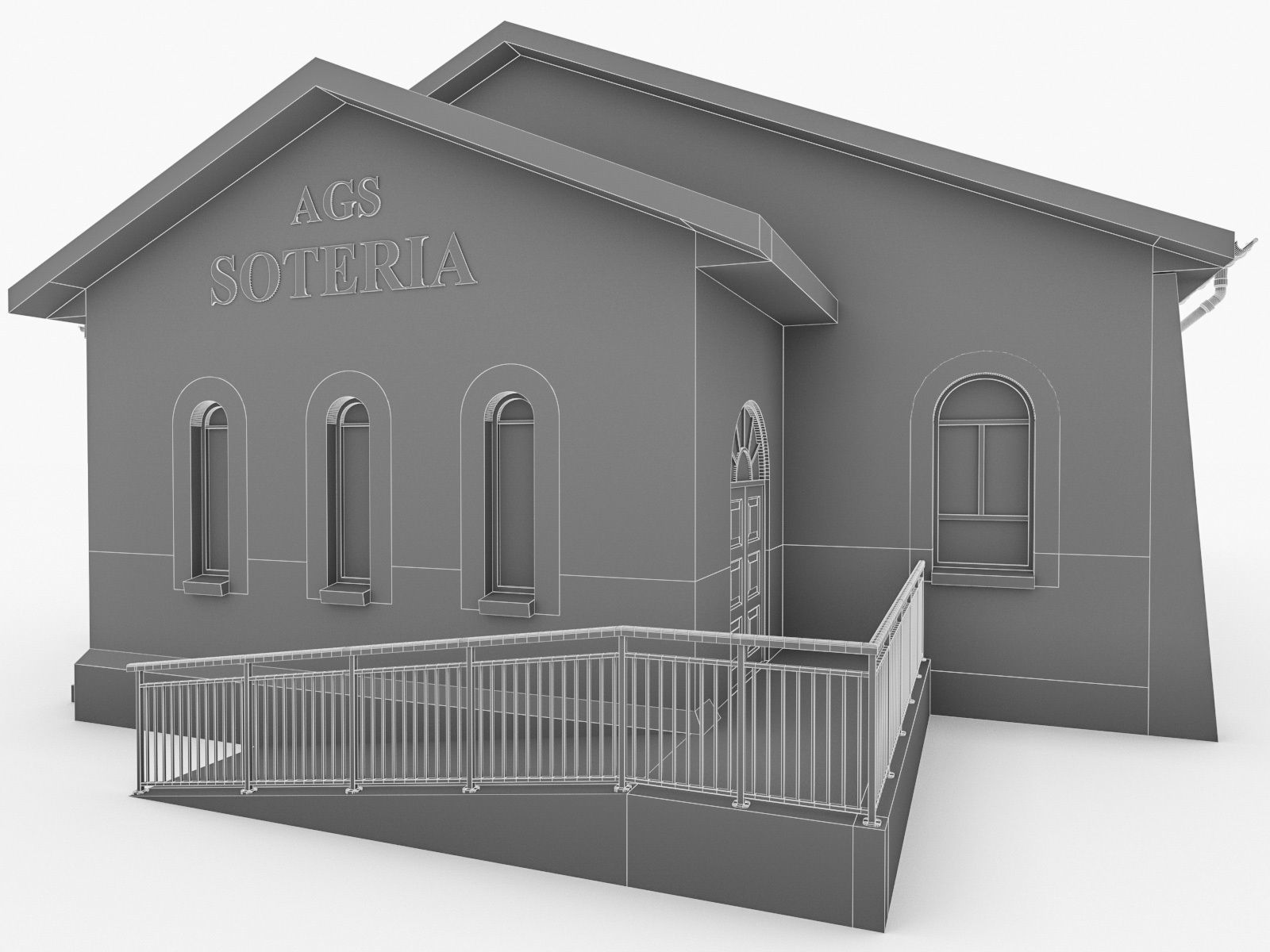 Church Building Low-poly 3D model_10