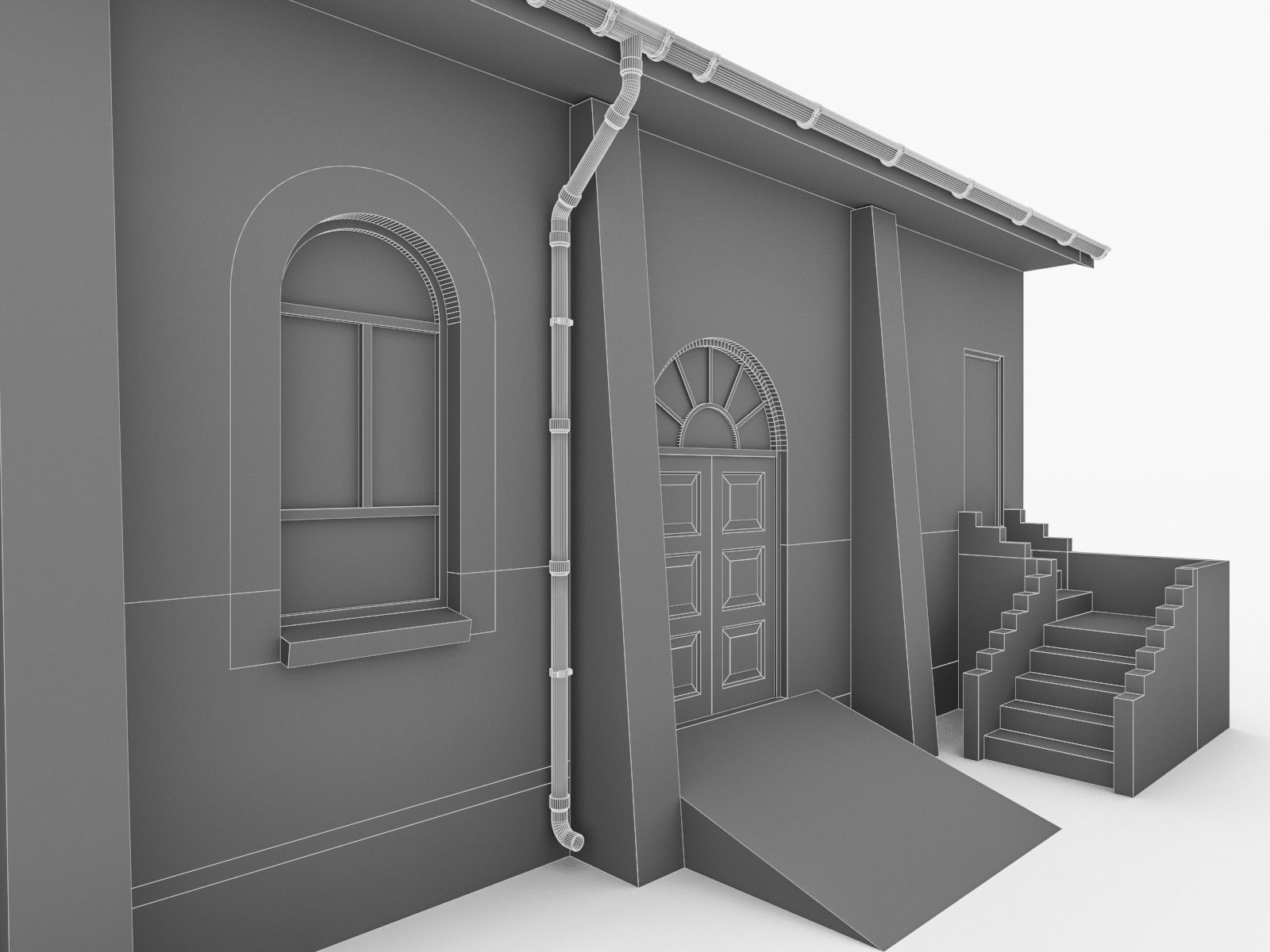 Church Building Low-poly 3D model_11