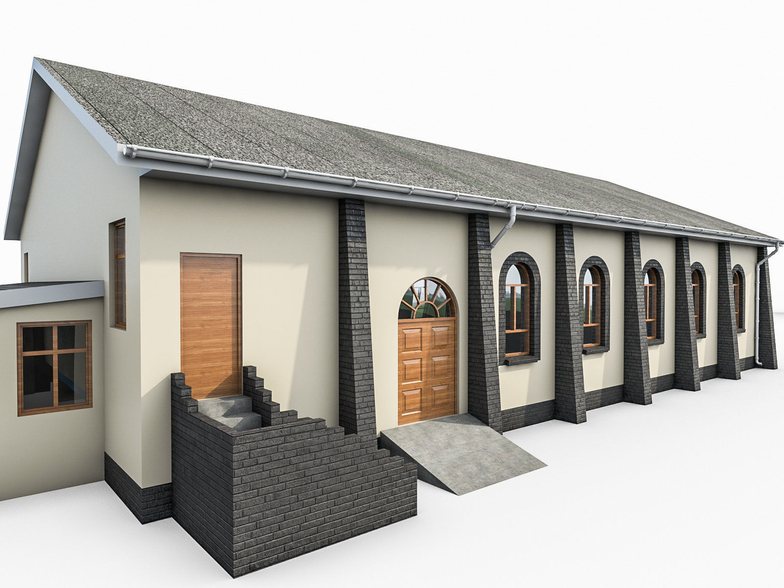 Church Building Low-poly 3D model_2