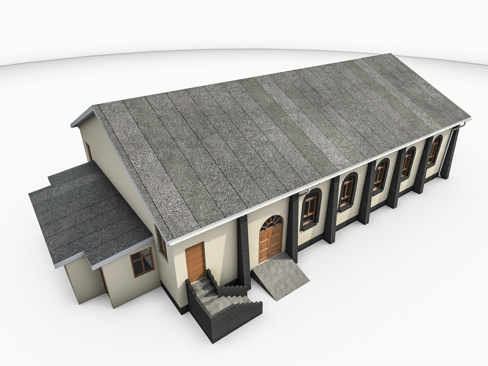 Church Building Low-poly 3D model_1
