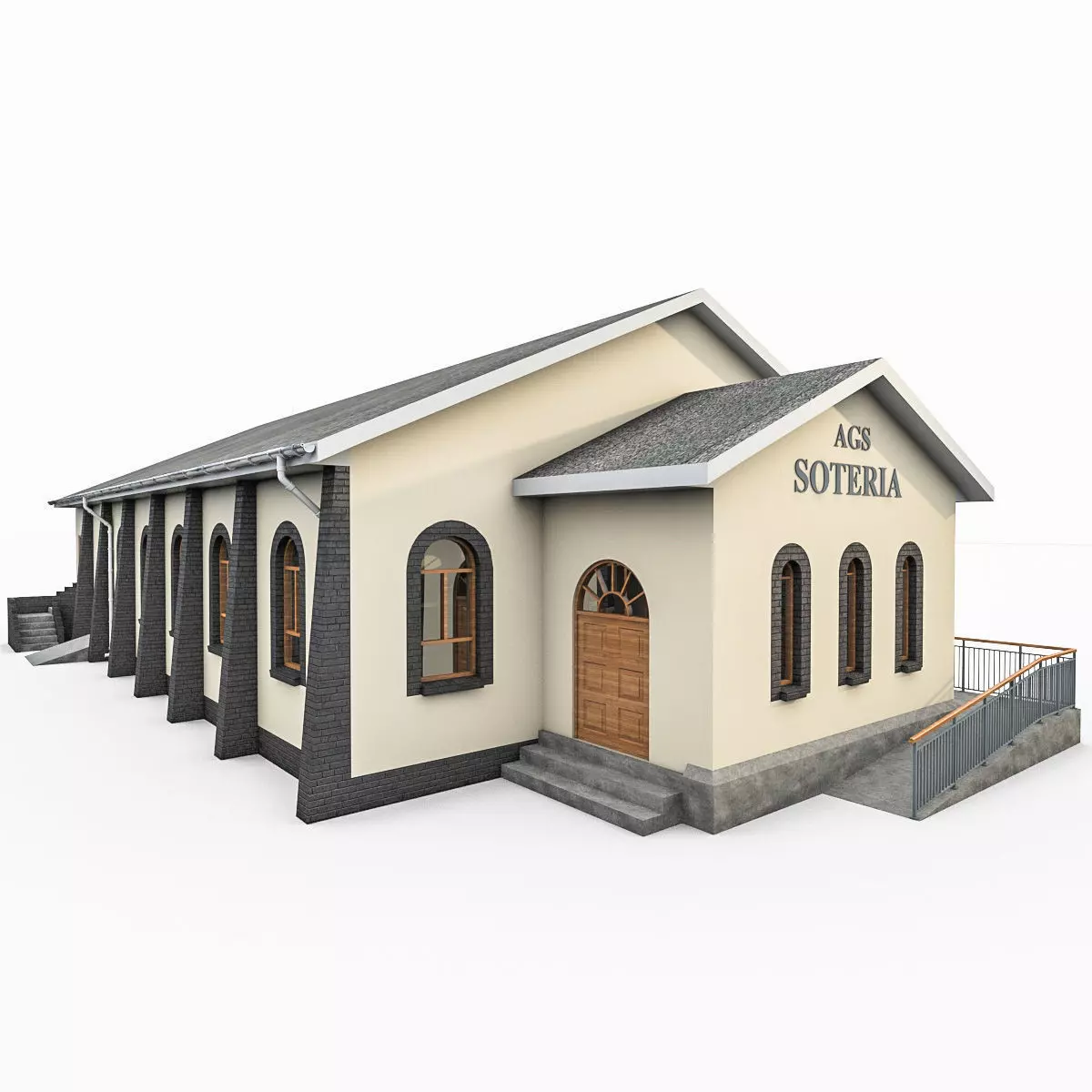 Church Building Low-poly 3D model_0