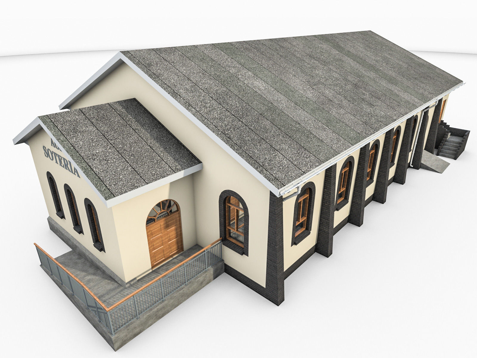 Church Building Low-poly 3D model_6