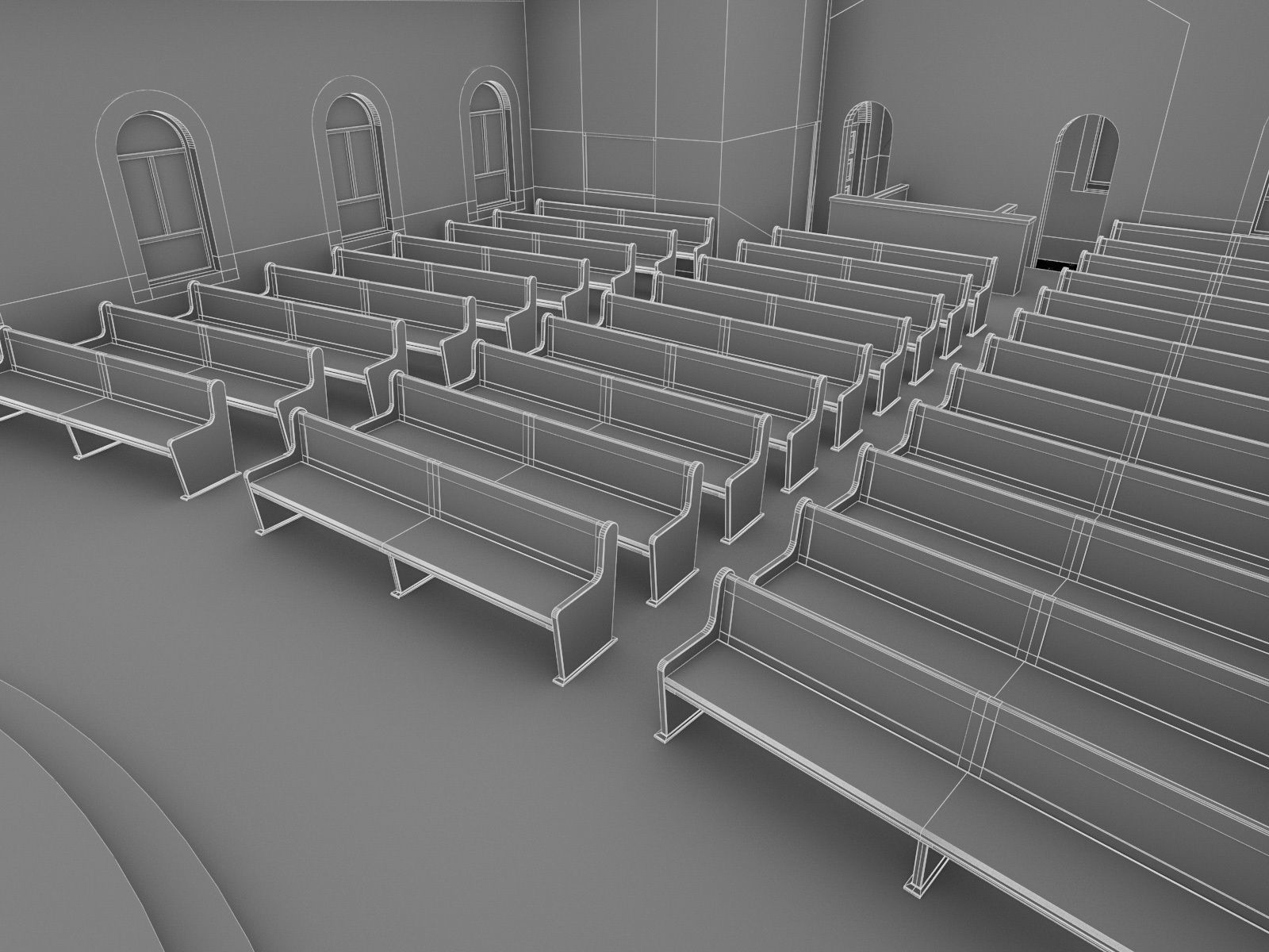 Church Building Low-poly 3D model_9