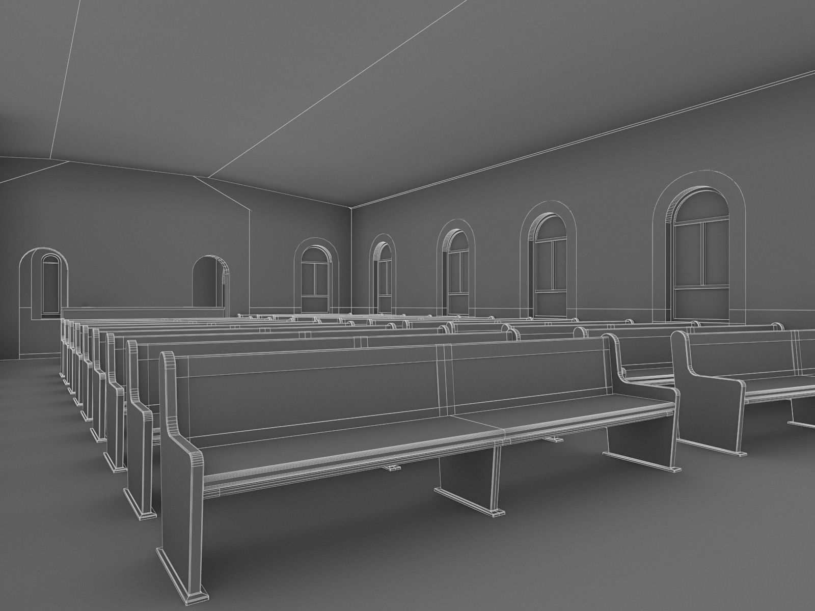 Church Building Low-poly 3D model_13