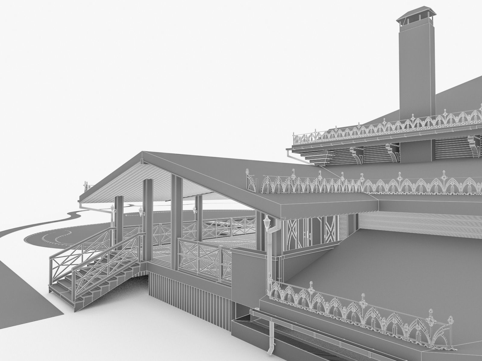 Chalet House  Low-poly 3D model_18