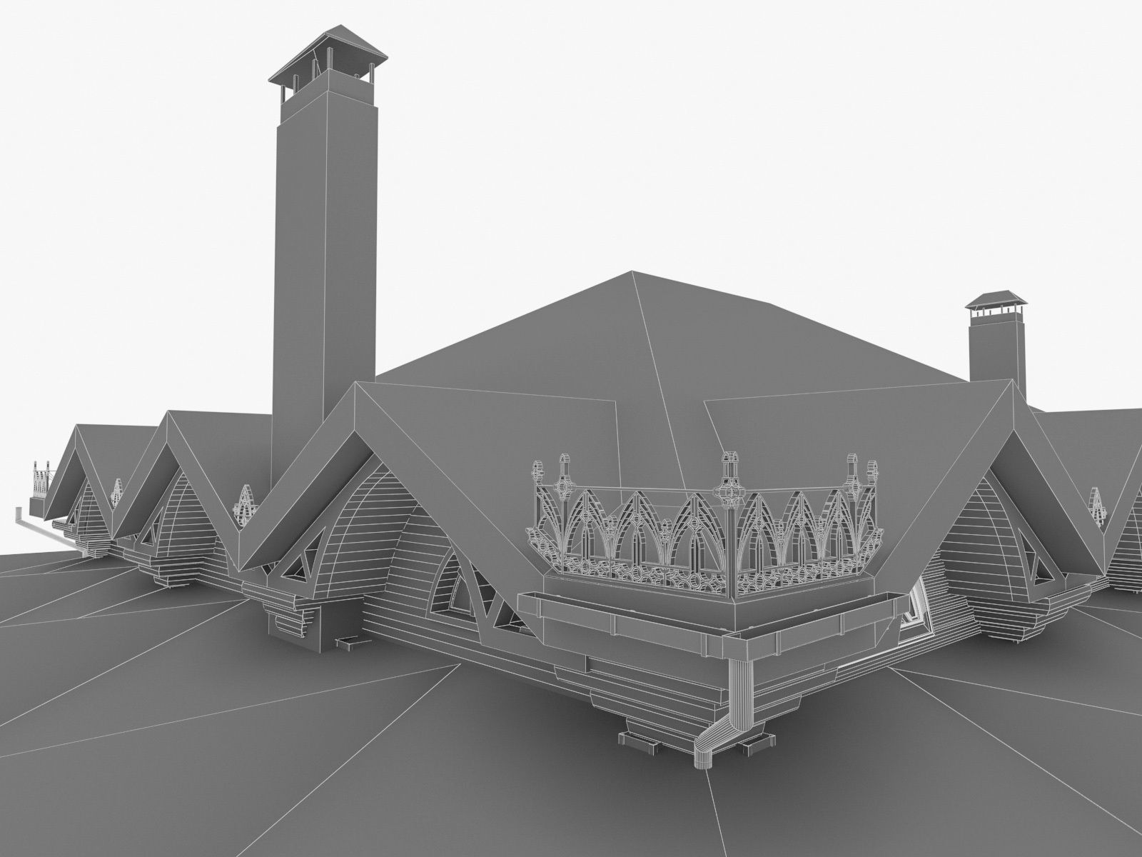 Chalet House  Low-poly 3D model_16