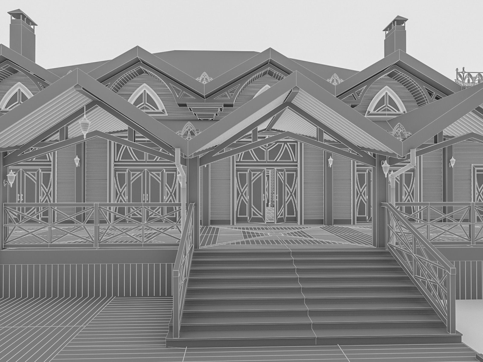Chalet House  Low-poly 3D model_15
