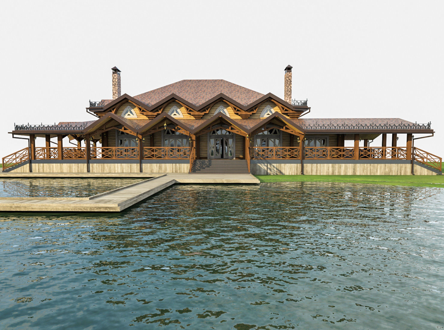 Chalet House  Low-poly 3D model_5