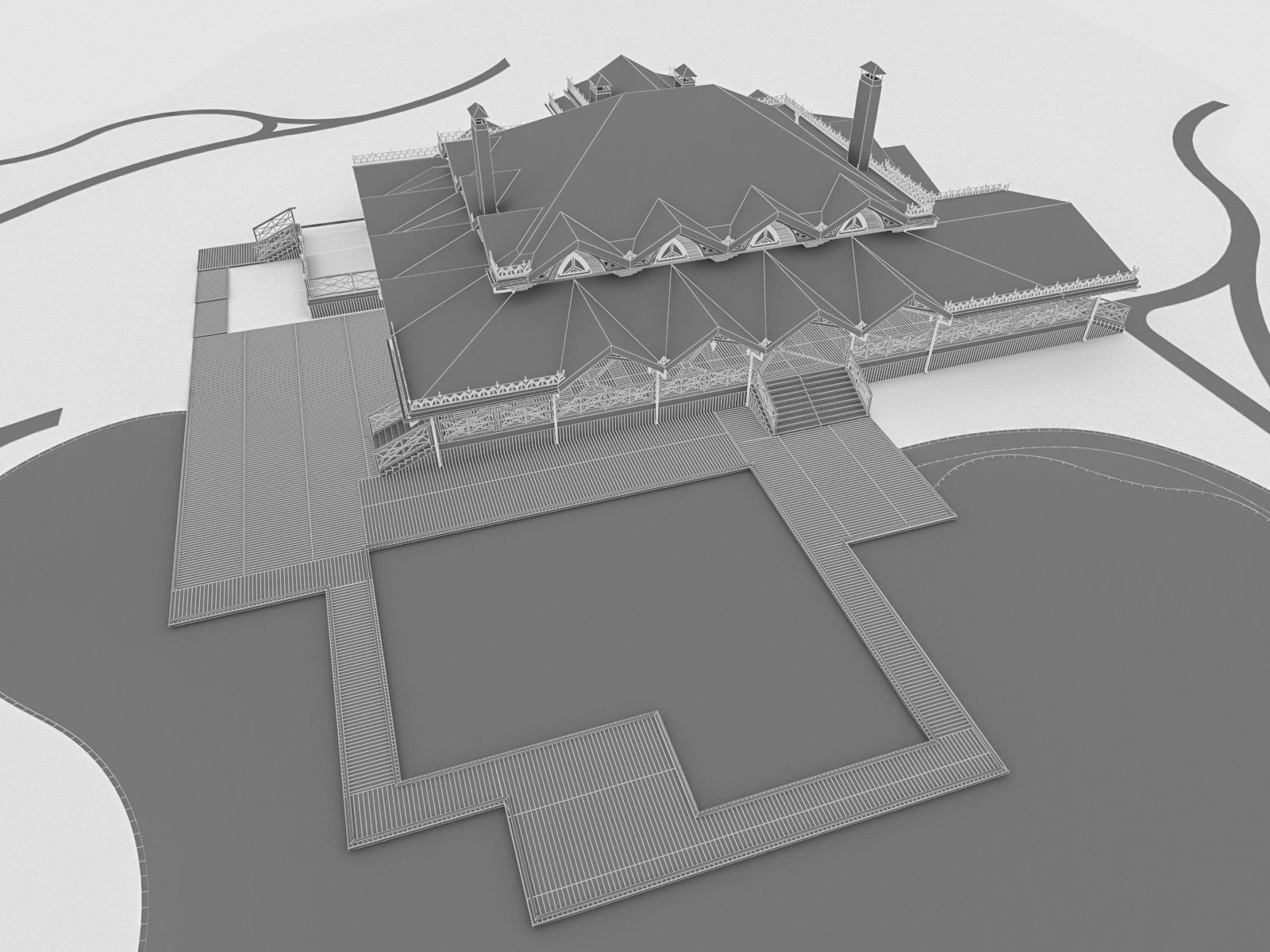 Chalet House  Low-poly 3D model_11