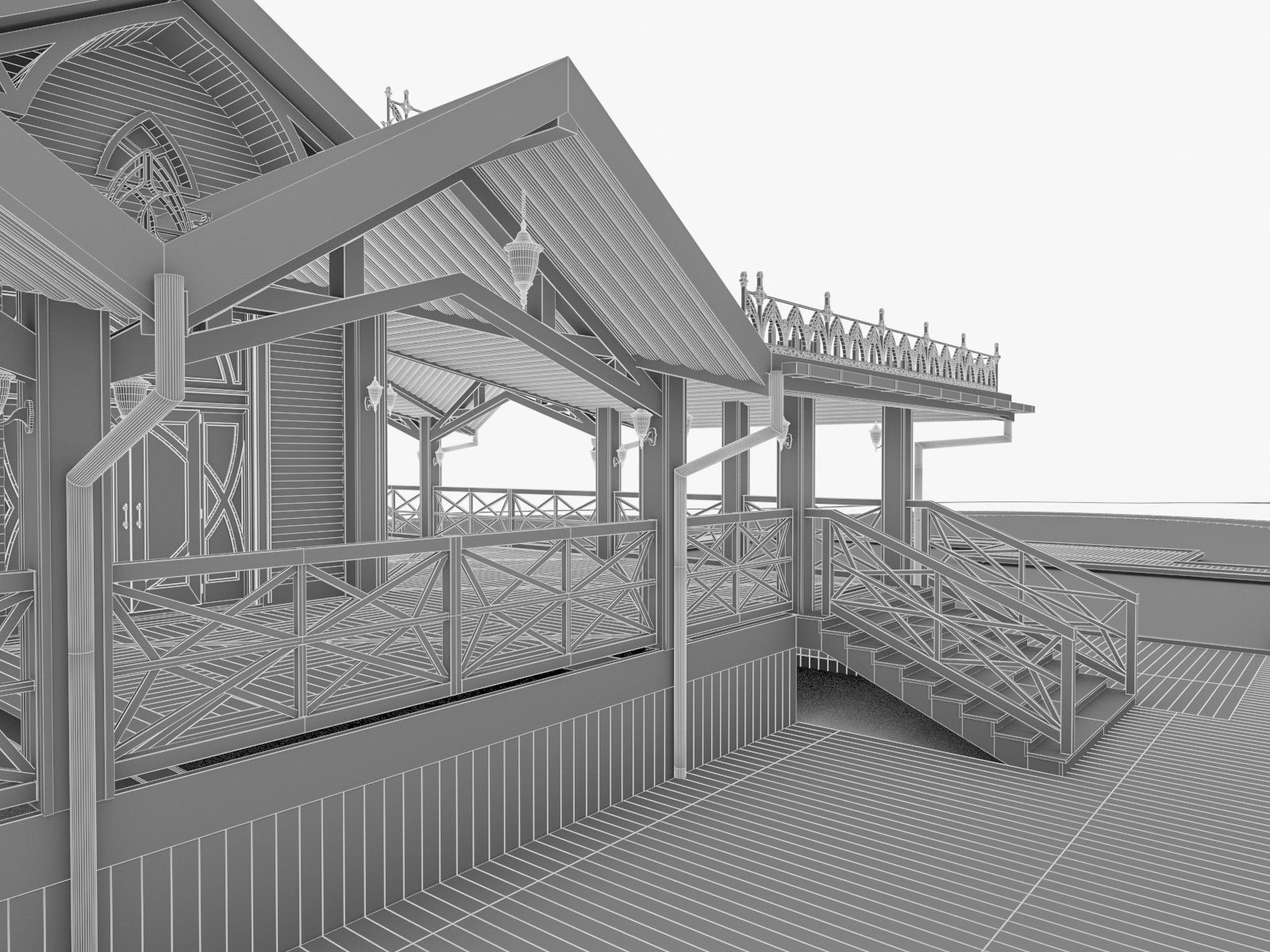 Chalet House  Low-poly 3D model_19