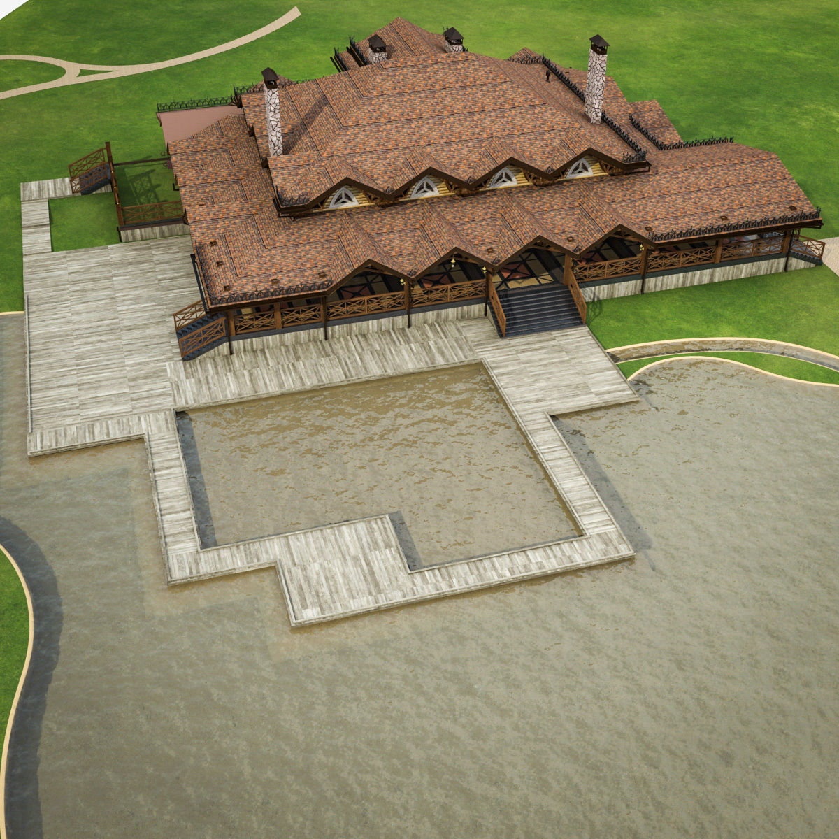 Chalet House  Low-poly 3D model_1