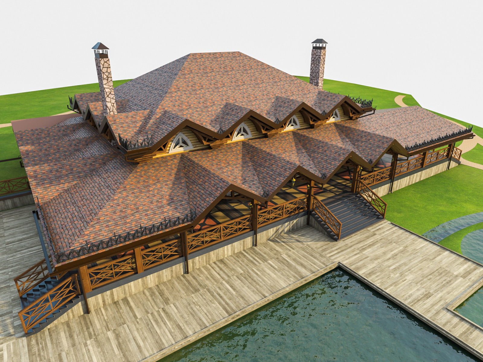 Chalet House  Low-poly 3D model_4