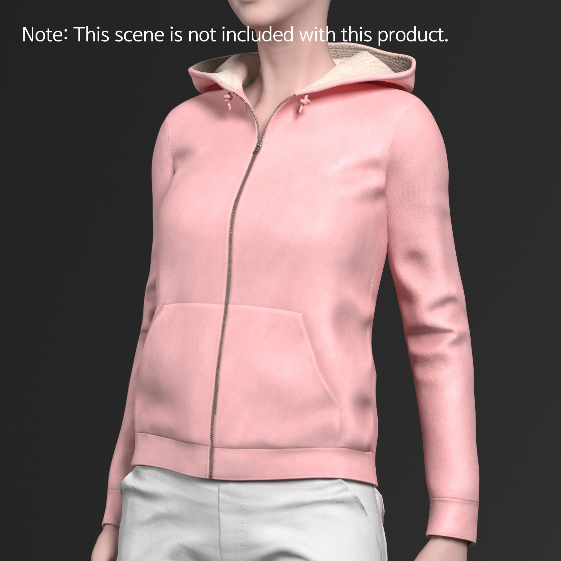 Hoody for woman Low-poly 3D model_11