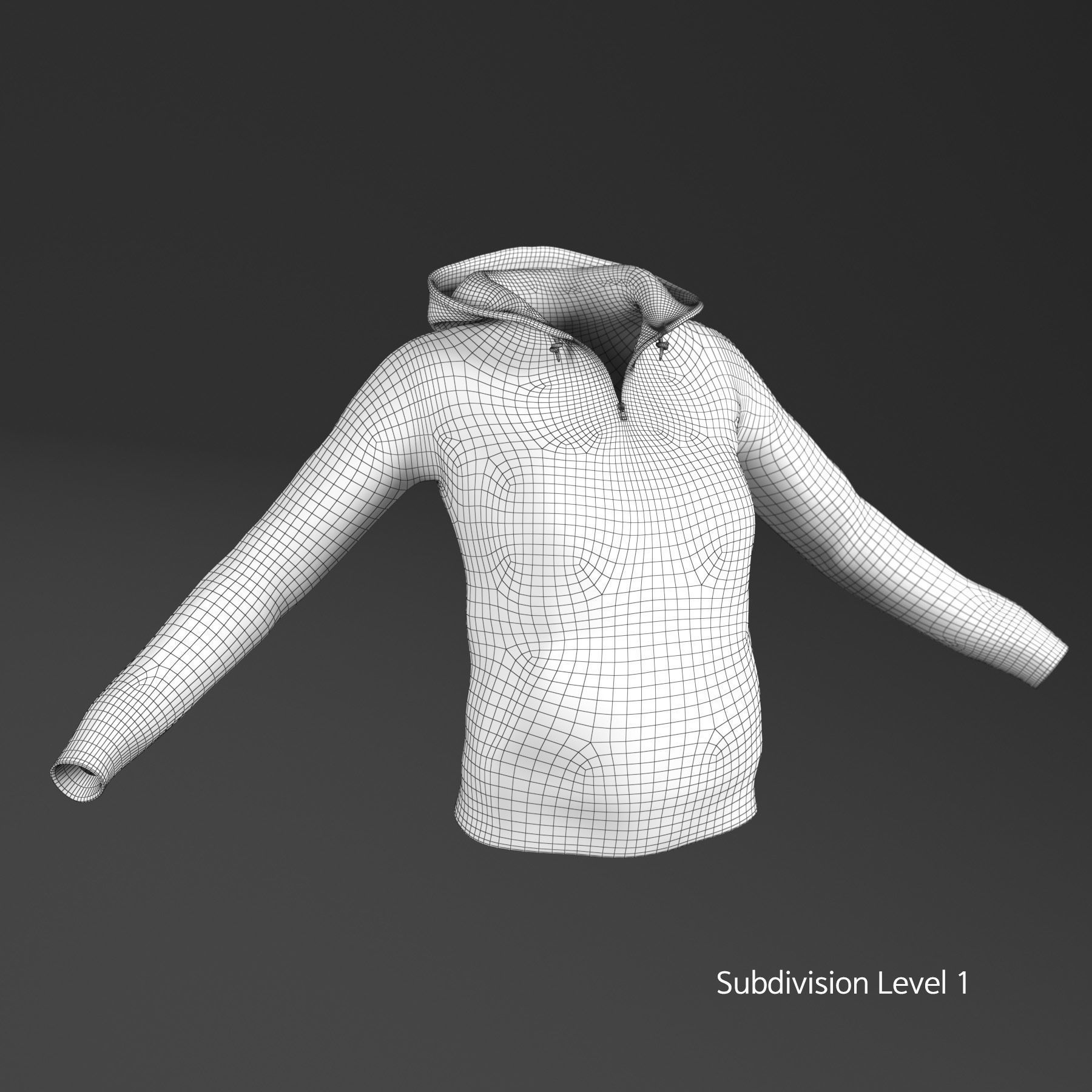 Hoody for woman Low-poly 3D model_2