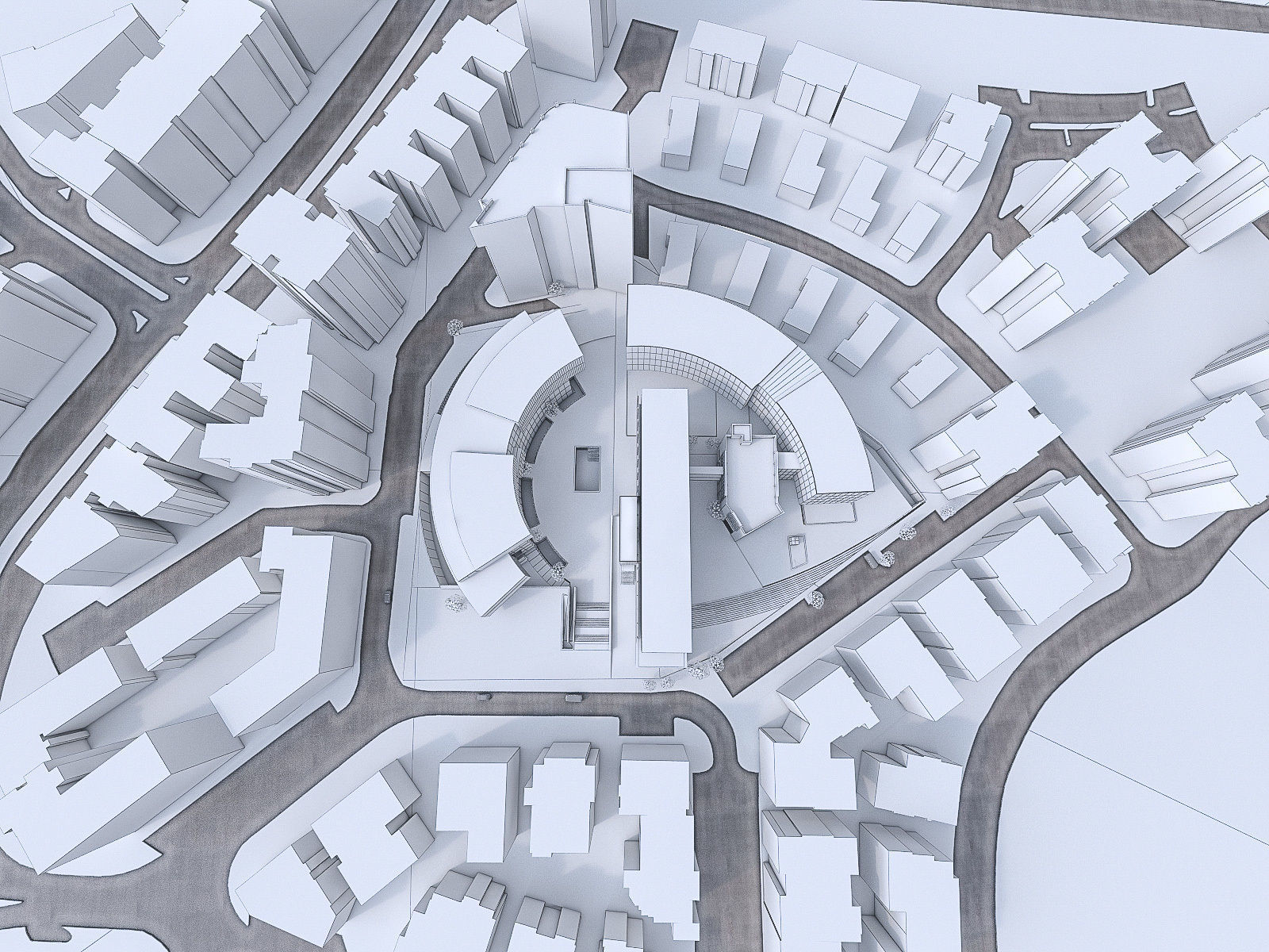 Campus Buildings Set 02  Low-poly 3D model_5