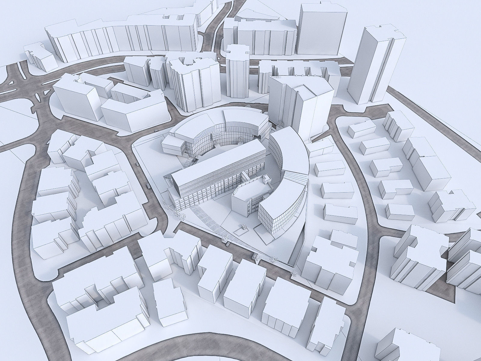 Campus Buildings Set 02  Low-poly 3D model_6