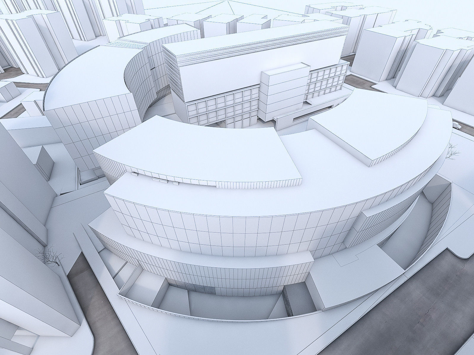 Campus Buildings Set 02  Low-poly 3D model_9