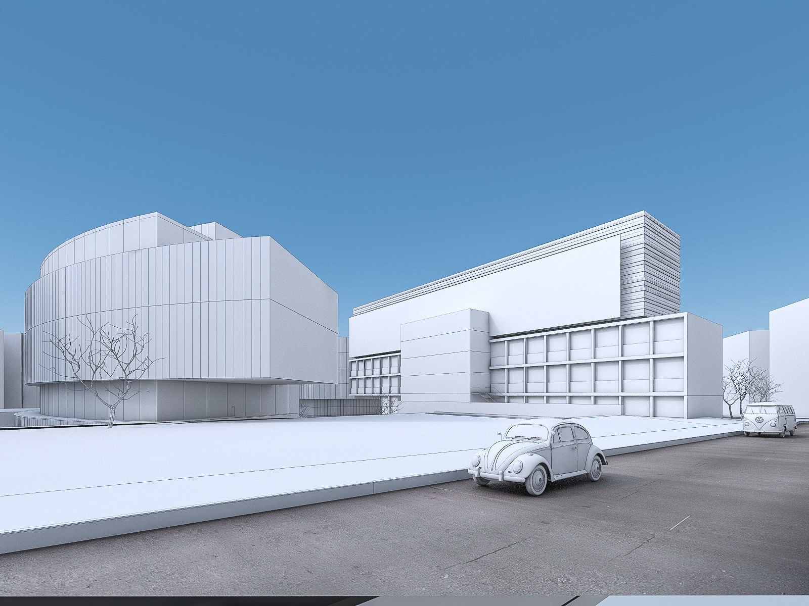 Campus Buildings Set 02  Low-poly 3D model_2