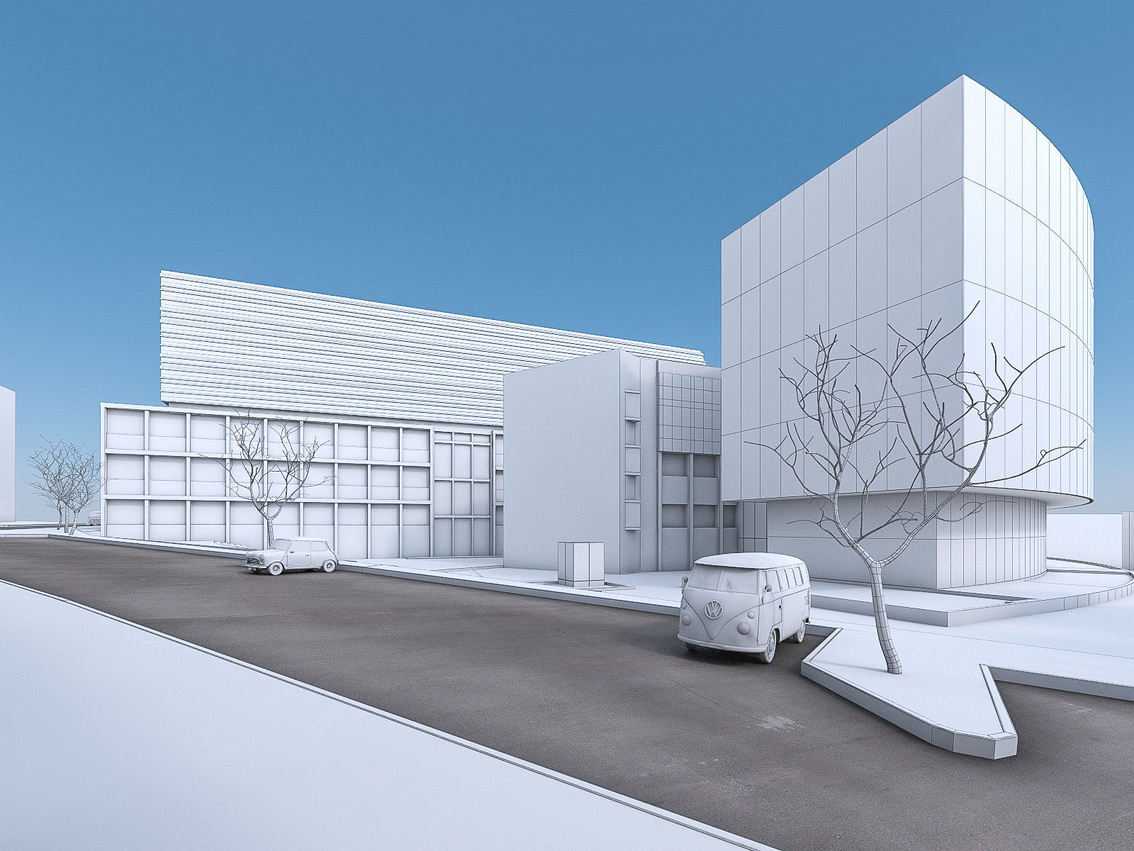 Campus Buildings Set 02  Low-poly 3D model_4