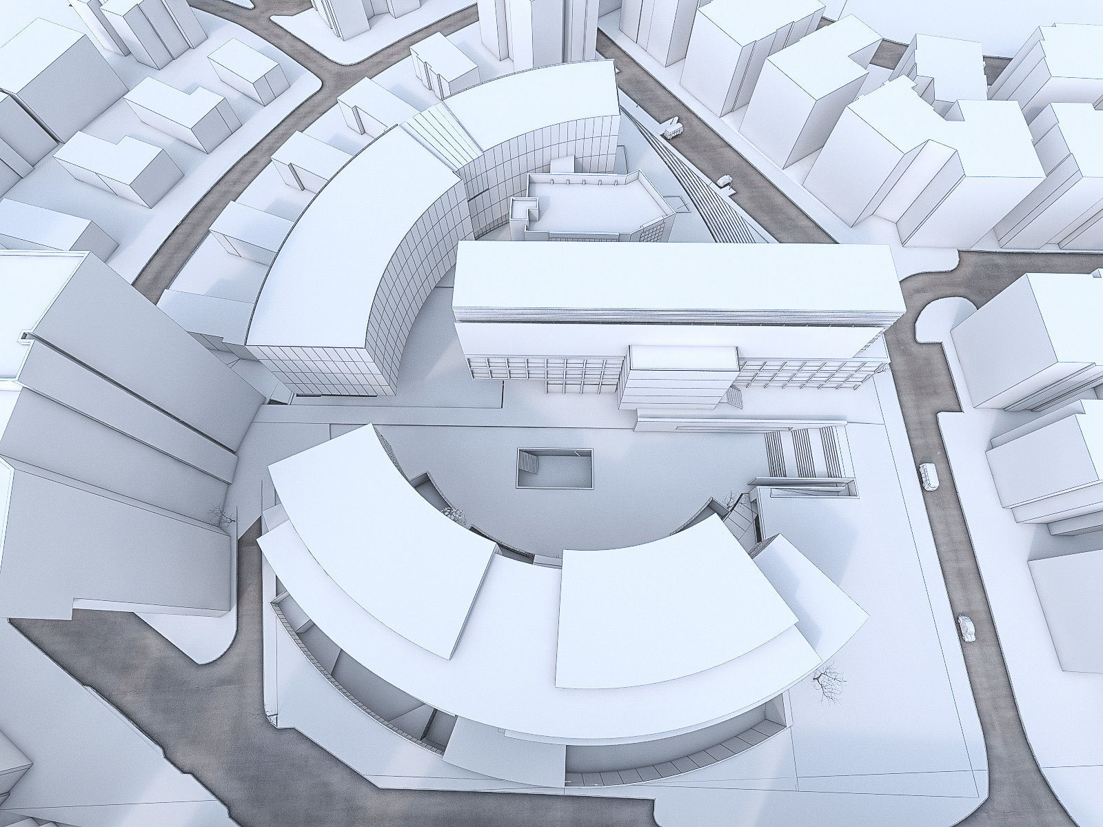 Campus Buildings Set 02  Low-poly 3D model_7