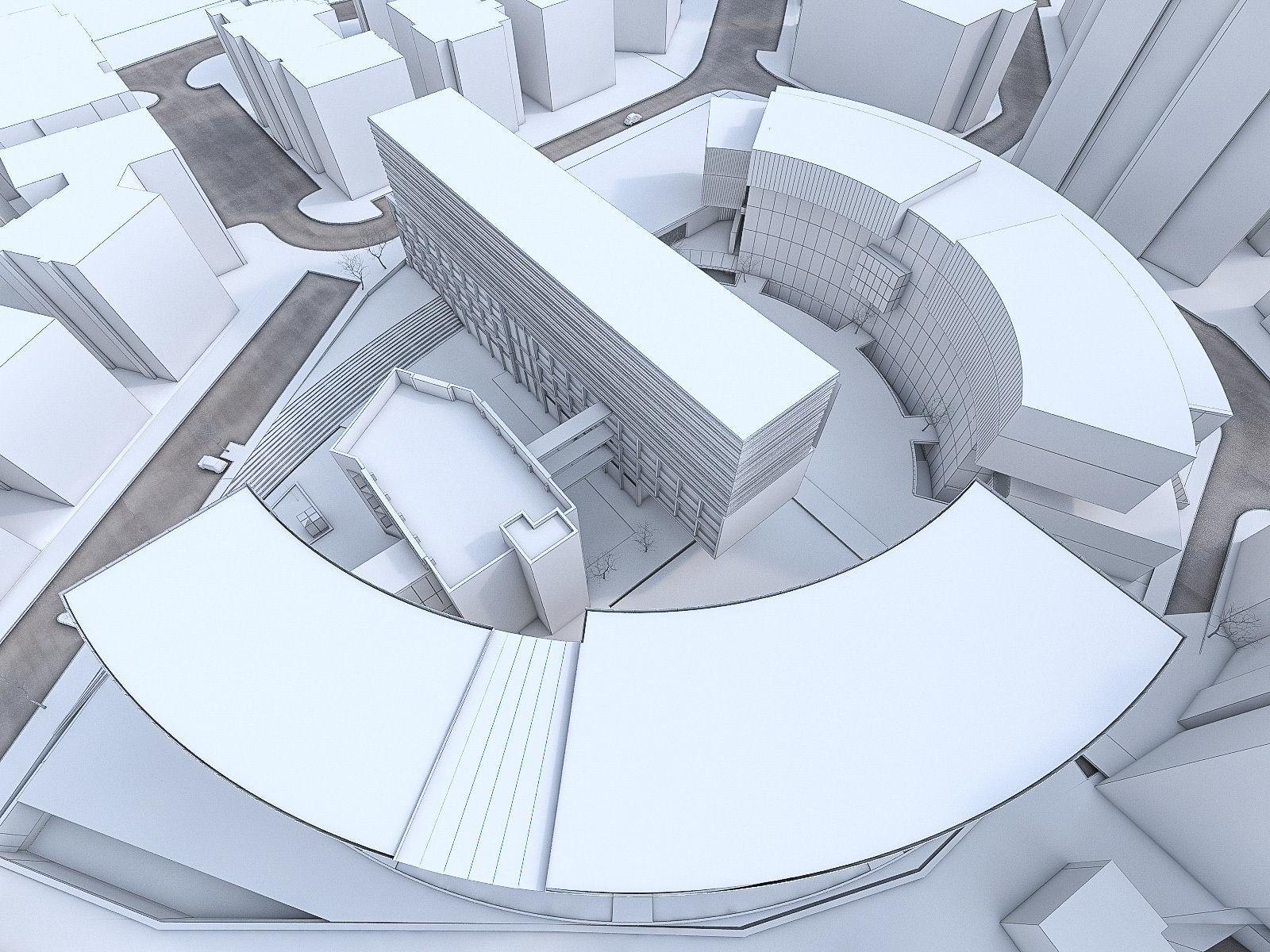 Campus Buildings Set 02  Low-poly 3D model_8