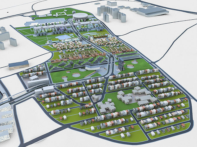 Business Park  Low-poly 3D model 6