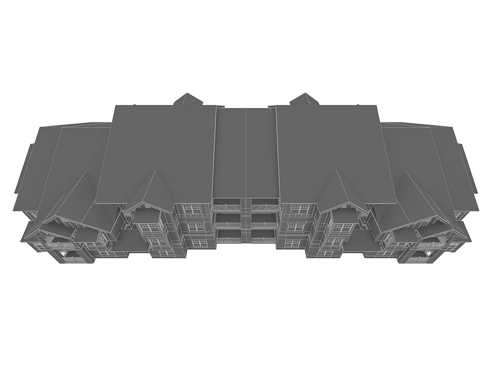 Attached House  Low-poly 3D model_6