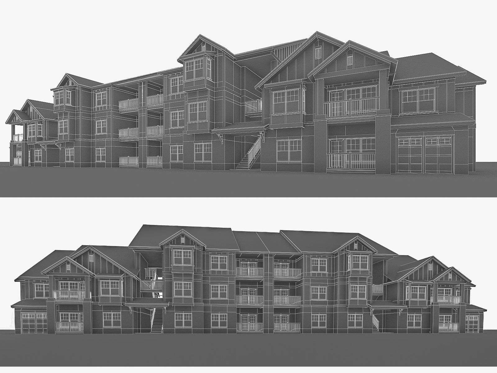 Attached House  Low-poly 3D model_10