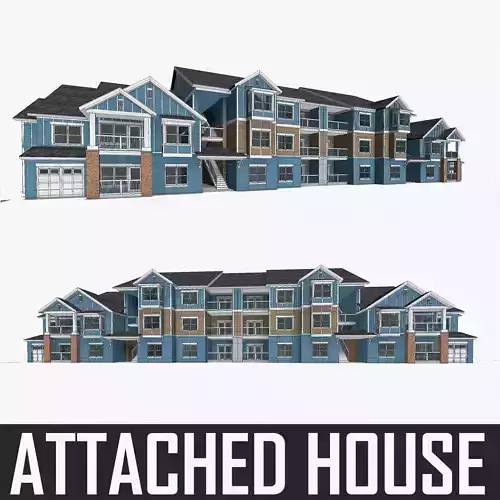 Attached House  Low-poly 3D model