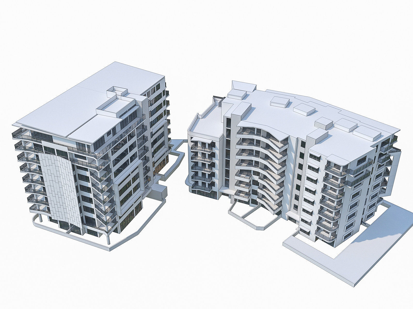 Apartment Buildings 04 Low-poly 3D model_10